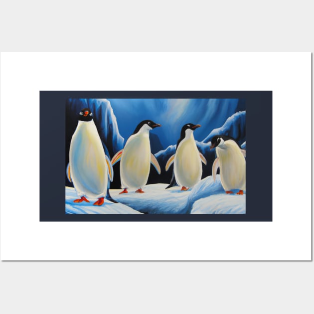 Penguins Family on Antarctica Oil Painting Wall Art by soulfulprintss8
